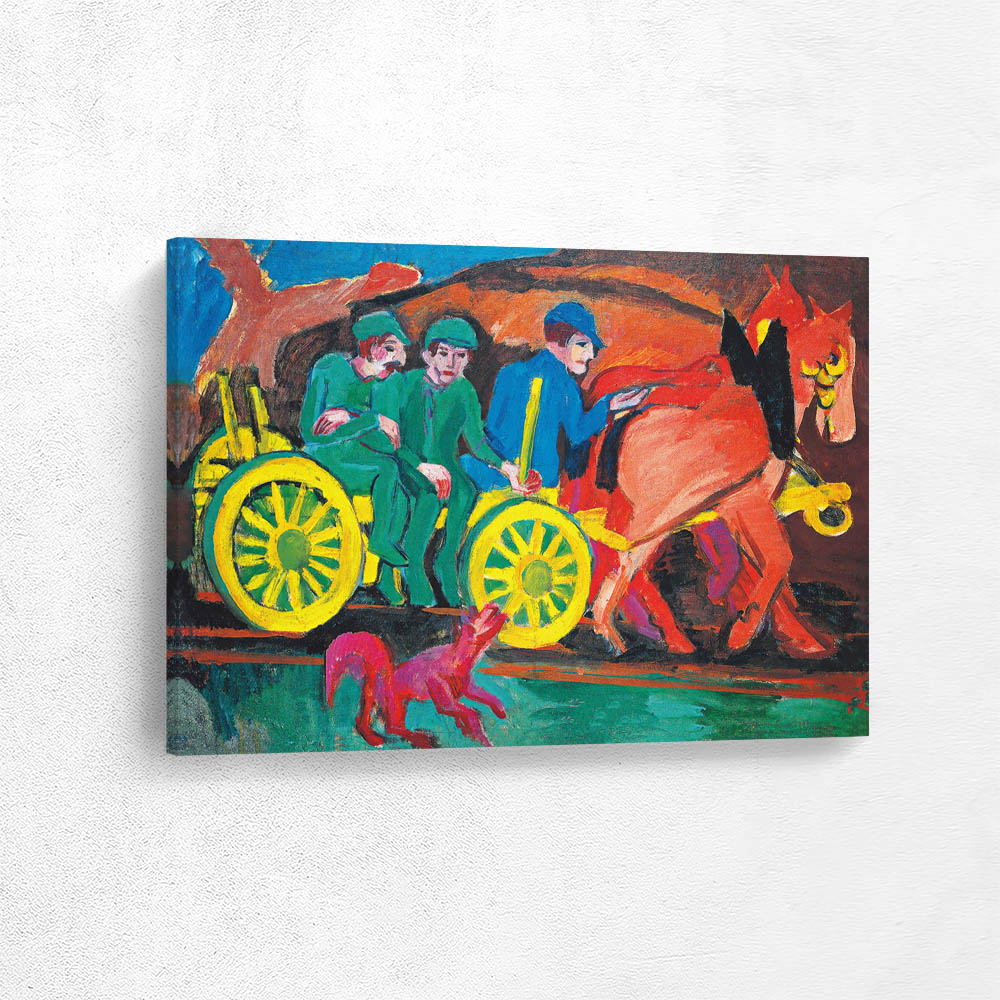 The wagon with three farmers