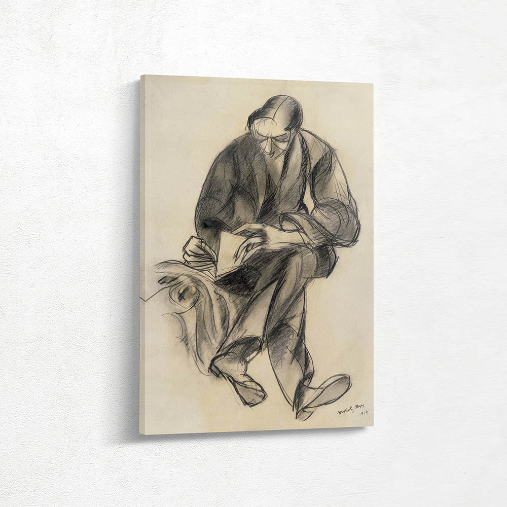 Seated figure reading,