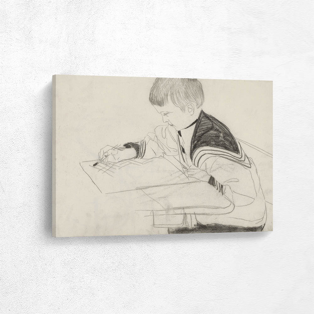 Boy Working at a School Table