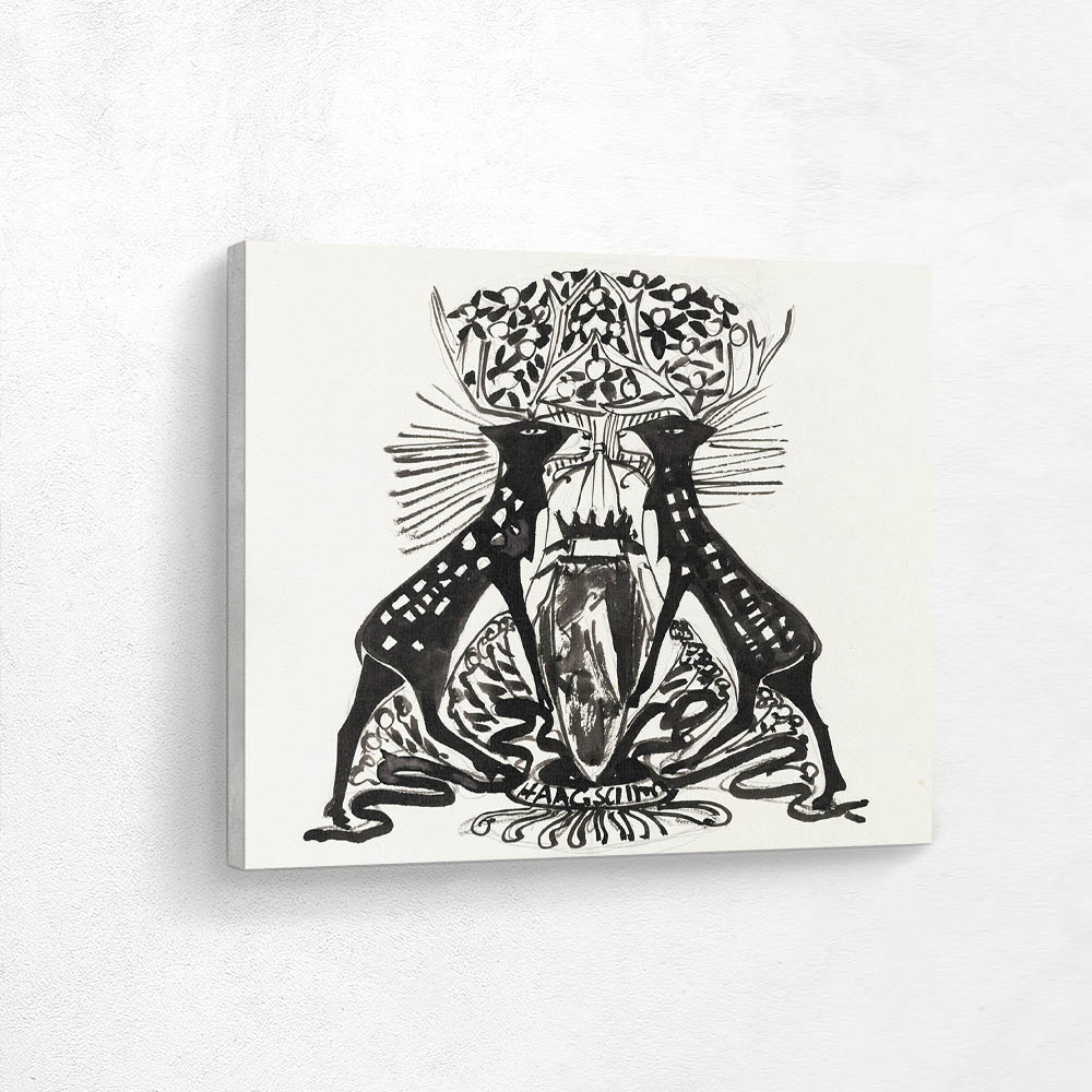 Decorative design with two standing deer