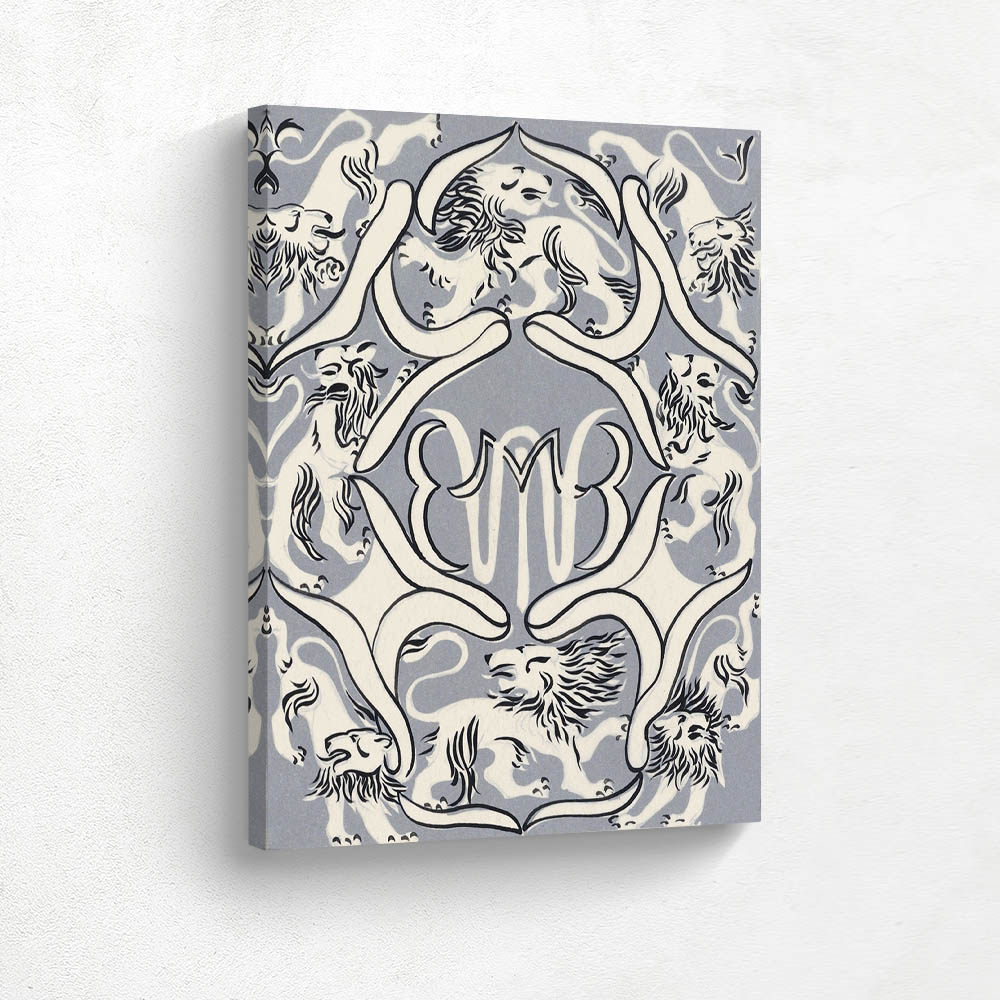 Design for an ex libris with monogram and lions