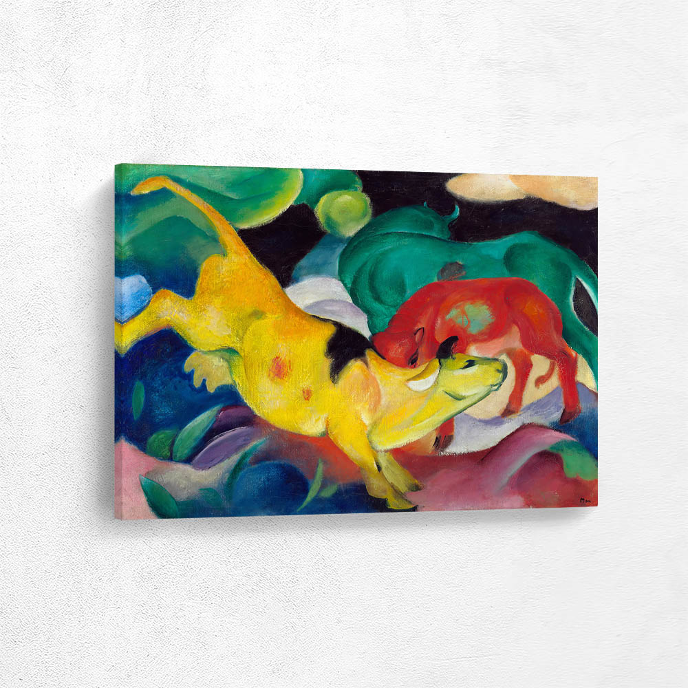 Cows, red, green, yellow