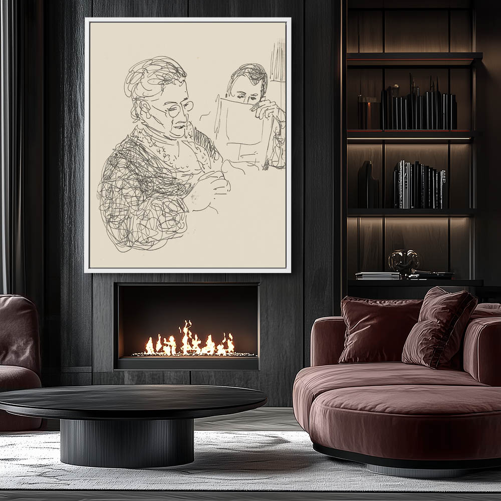 Handworking Woman and a Reading Man in an Armchair - Image 4