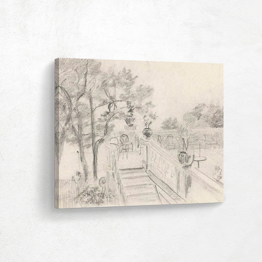 Terrace with stairs to a garden