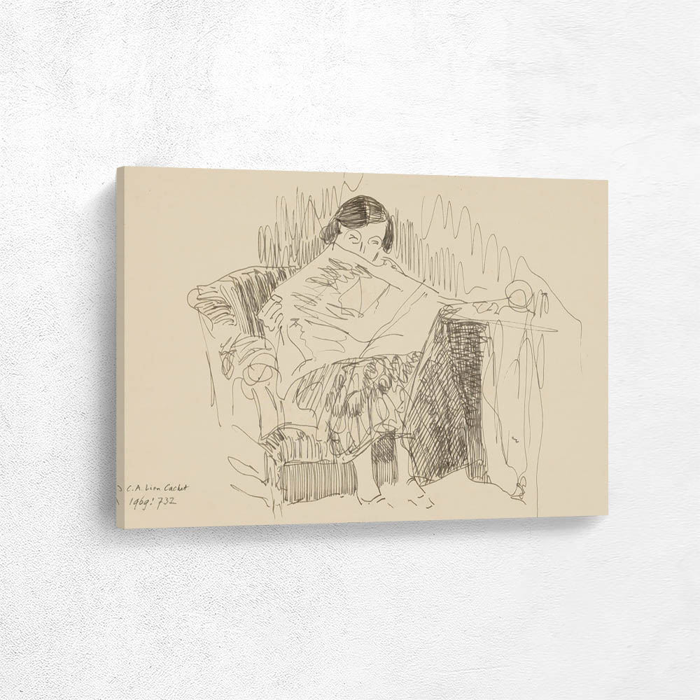 Woman Reading a Newspaper in an Armchair