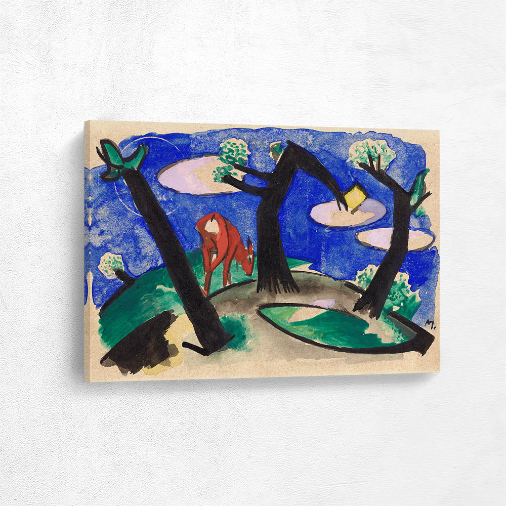 Landscape with a red animal