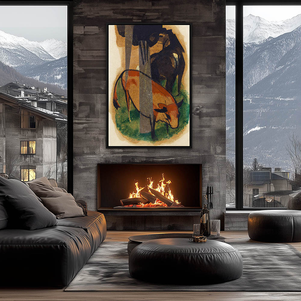 Red horse and yellow cattle - Image 2