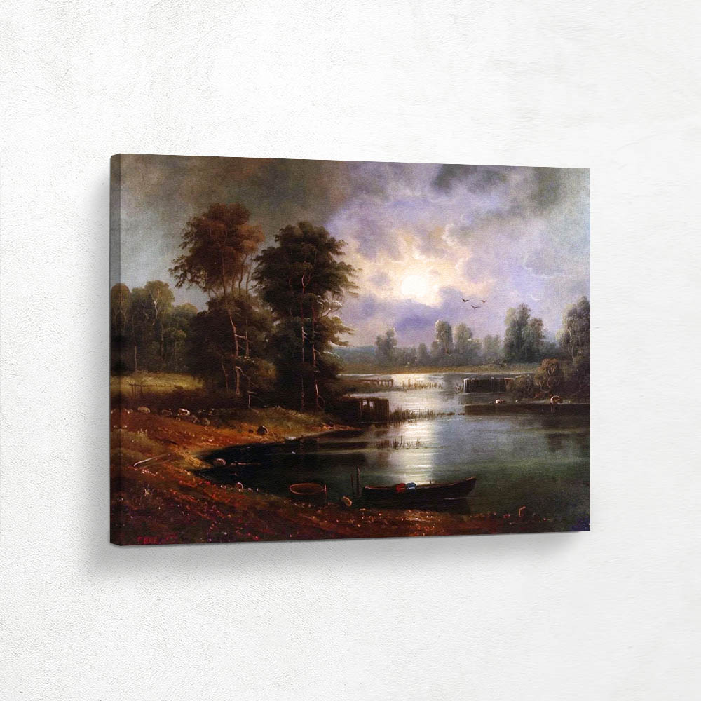 Woodland Lake By Moonlight