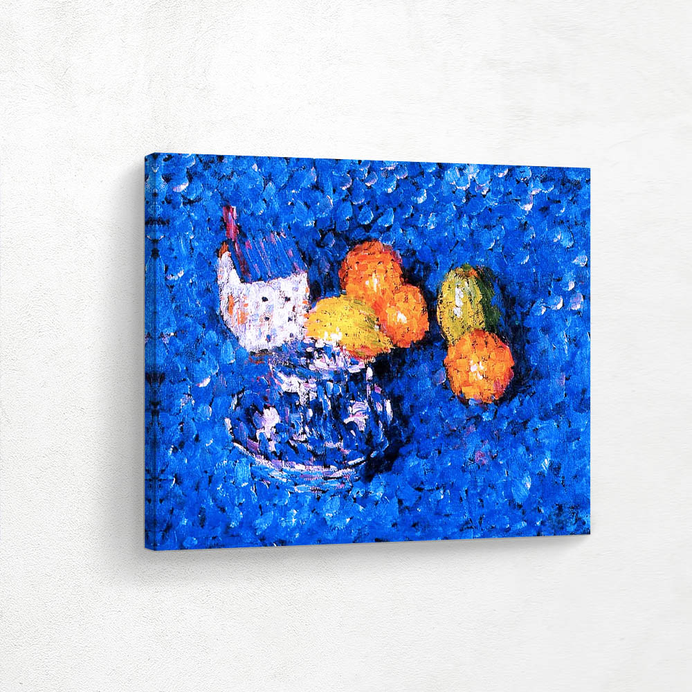 Still Life with Oranges on Blue