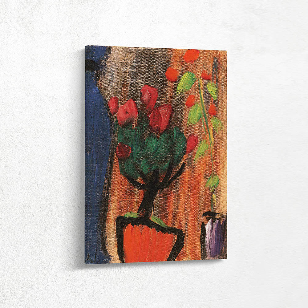 Still Life Azalea Stems in a Dark Blue Vase