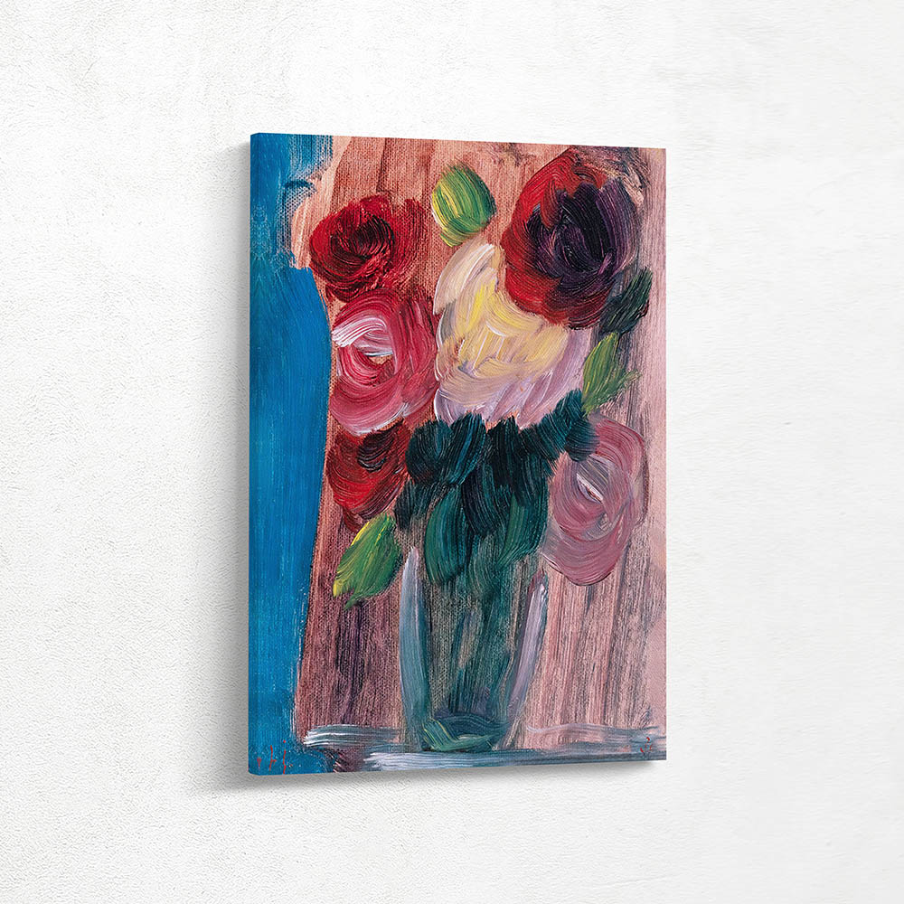 Large Still Life Roses Blue Purple Harmony