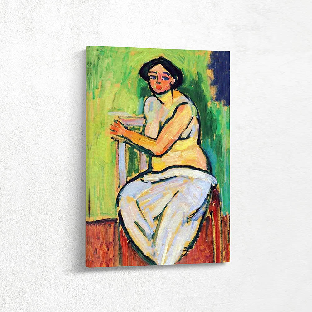 Seated Semi Nude with Blue Skirt