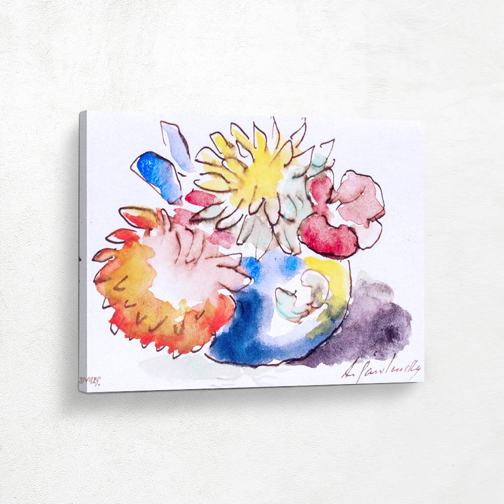 Flowers in a Flat Vase