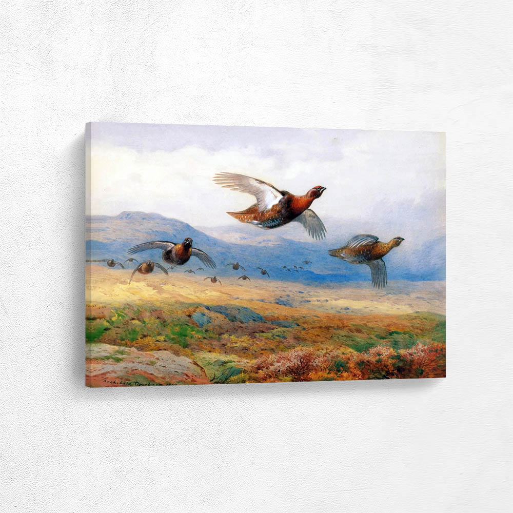 A Covey of Grouse in Flight