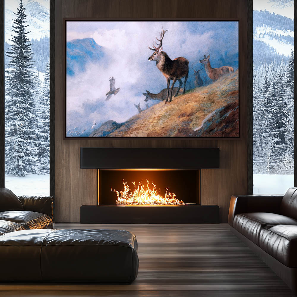 Red Deer Watching a Golden Eagle Hunt Ptarmigan - Image 3