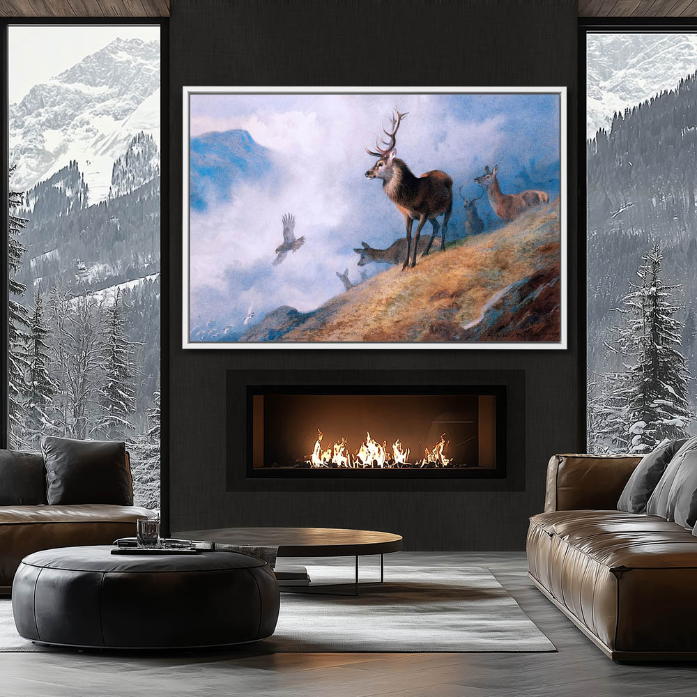 Red Deer Watching a Golden Eagle Hunt Ptarmigan - Image 4