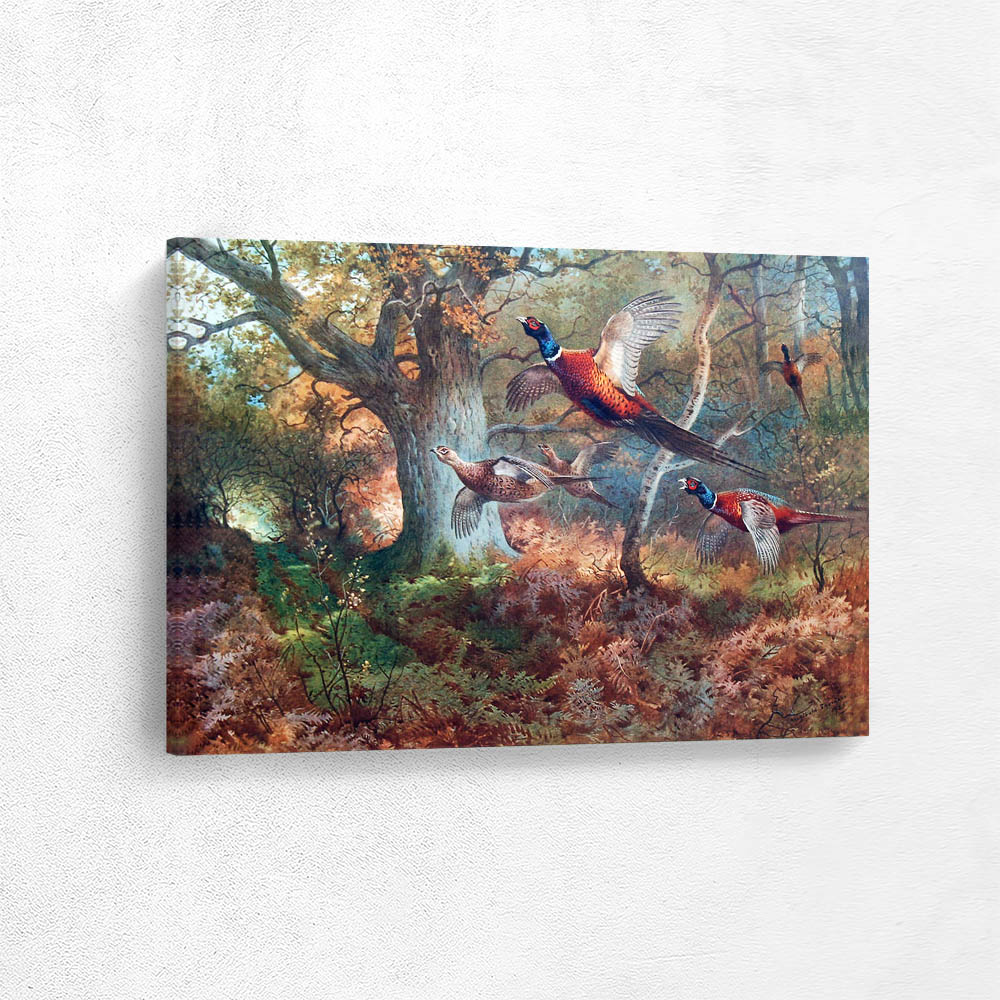 Pheasants Flying in the Woods