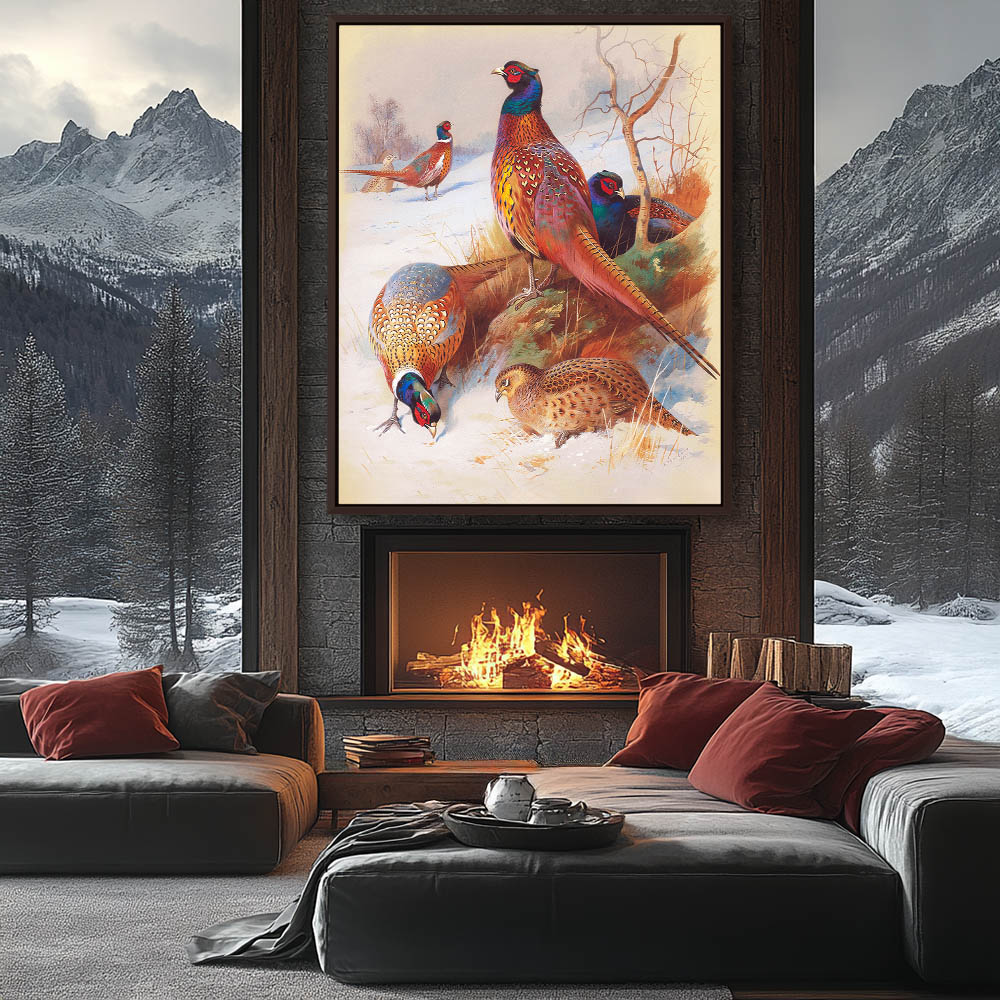 Pheasants in the Snow - Image 3