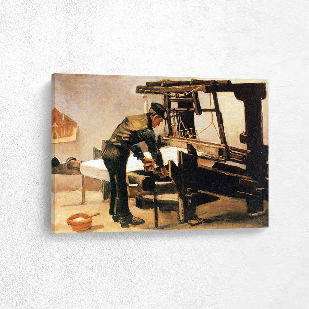 Weaver Standing in Front of a Loom