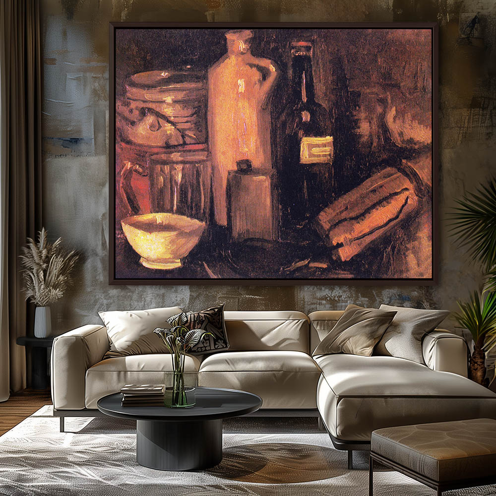 Still Life with Earthenware Glass of Beer and Bottles - Image 3