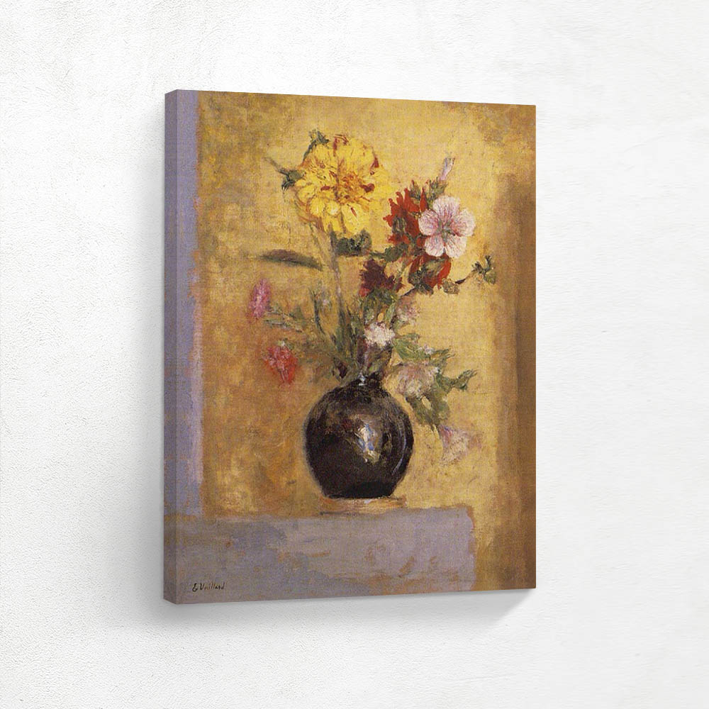 Flowers in a Black Vase against a Yellow Ground