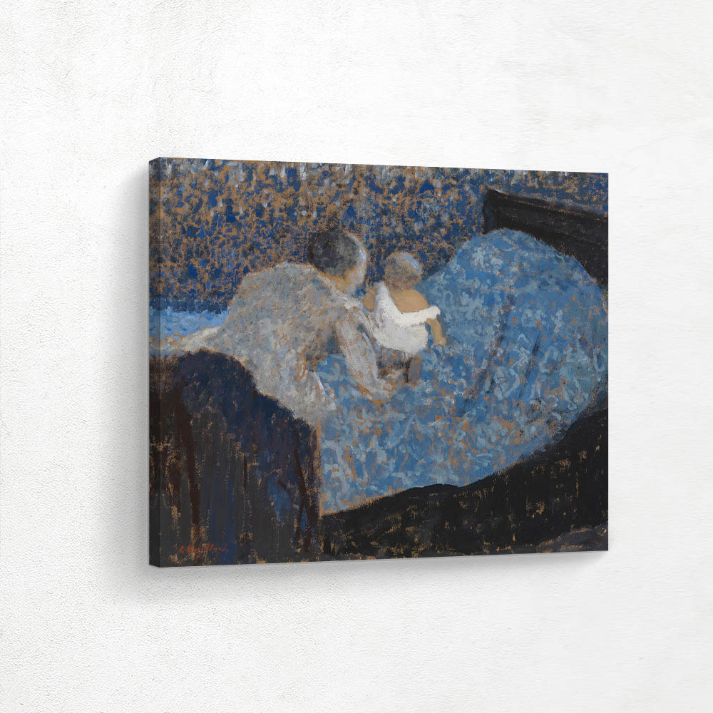 Grandmother and Child on a Blue Bed