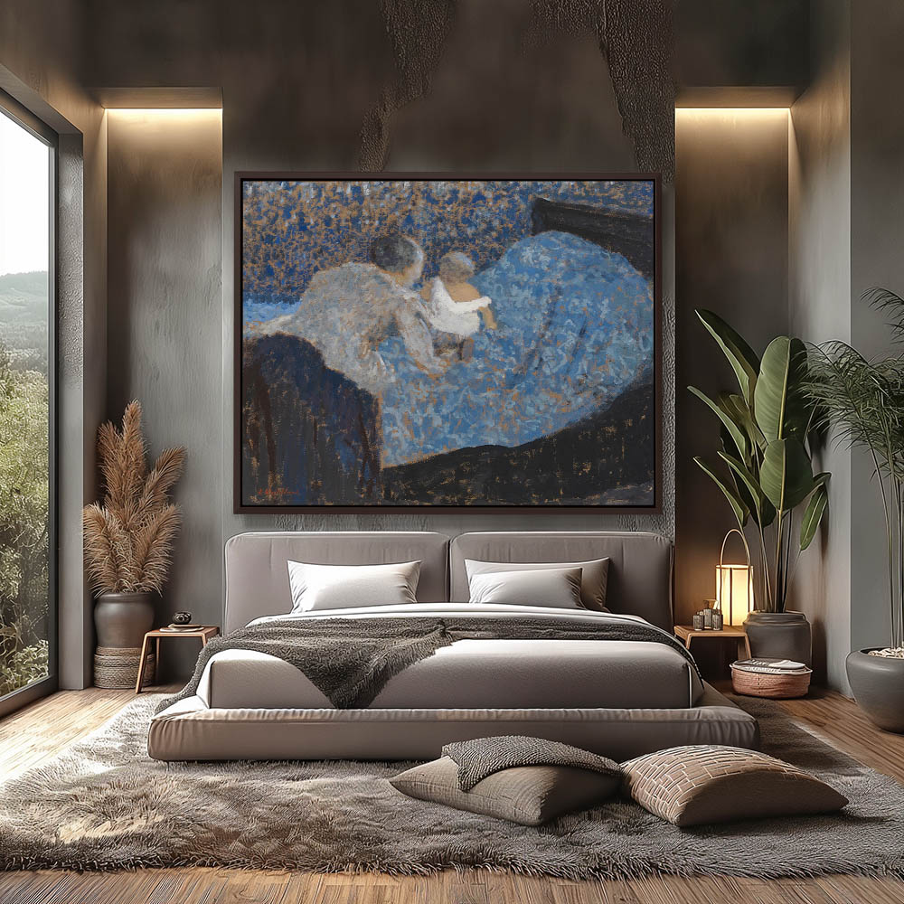 Grandmother and Child on a Blue Bed - Image 3