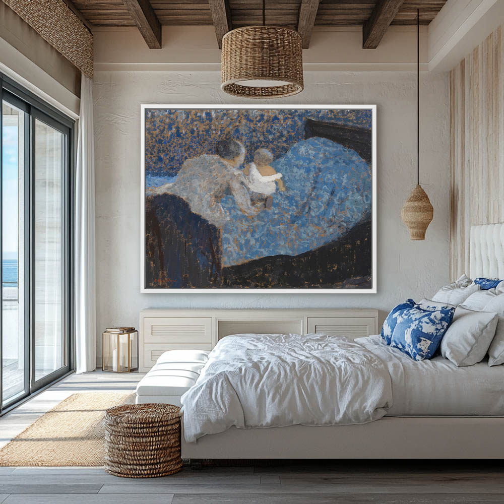 Grandmother and Child on a Blue Bed - Image 4