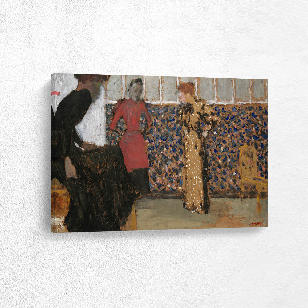 Inside, three women in conversation