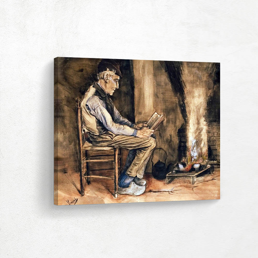 Man Reading by the Hearth