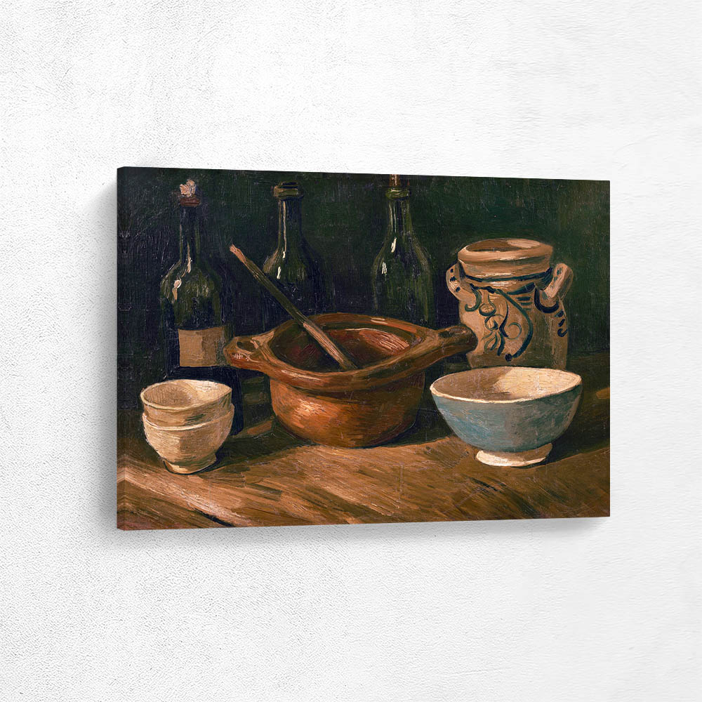 Still Life with Earthenwear and Bottles