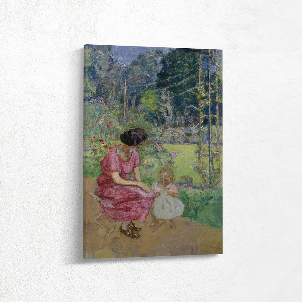 Madeleine Descorps and her son Bernard in the garden
