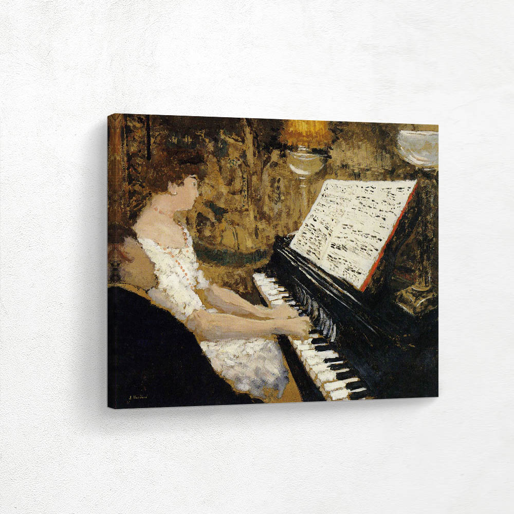Misia in White, Wearing a Red Necklace and Playing the Piano