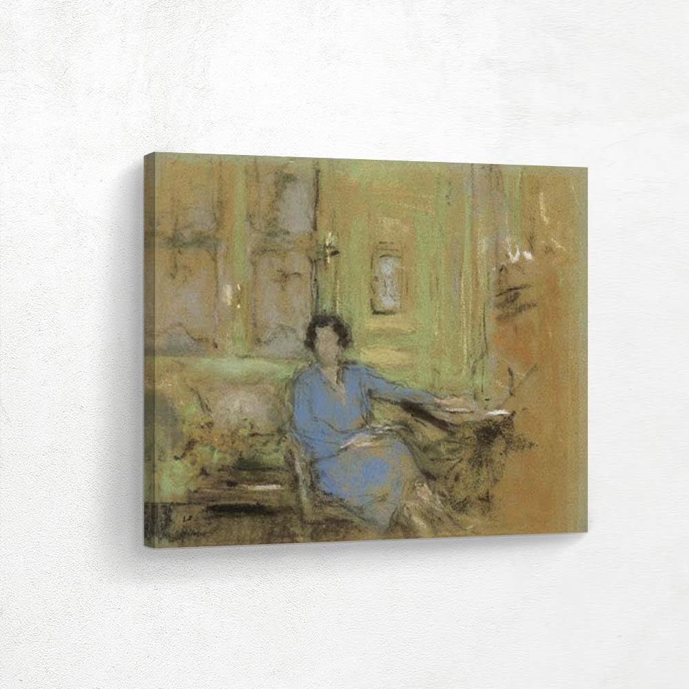 Portrait of Madame Lucien Sauphar-Sauvageot in a blue dress