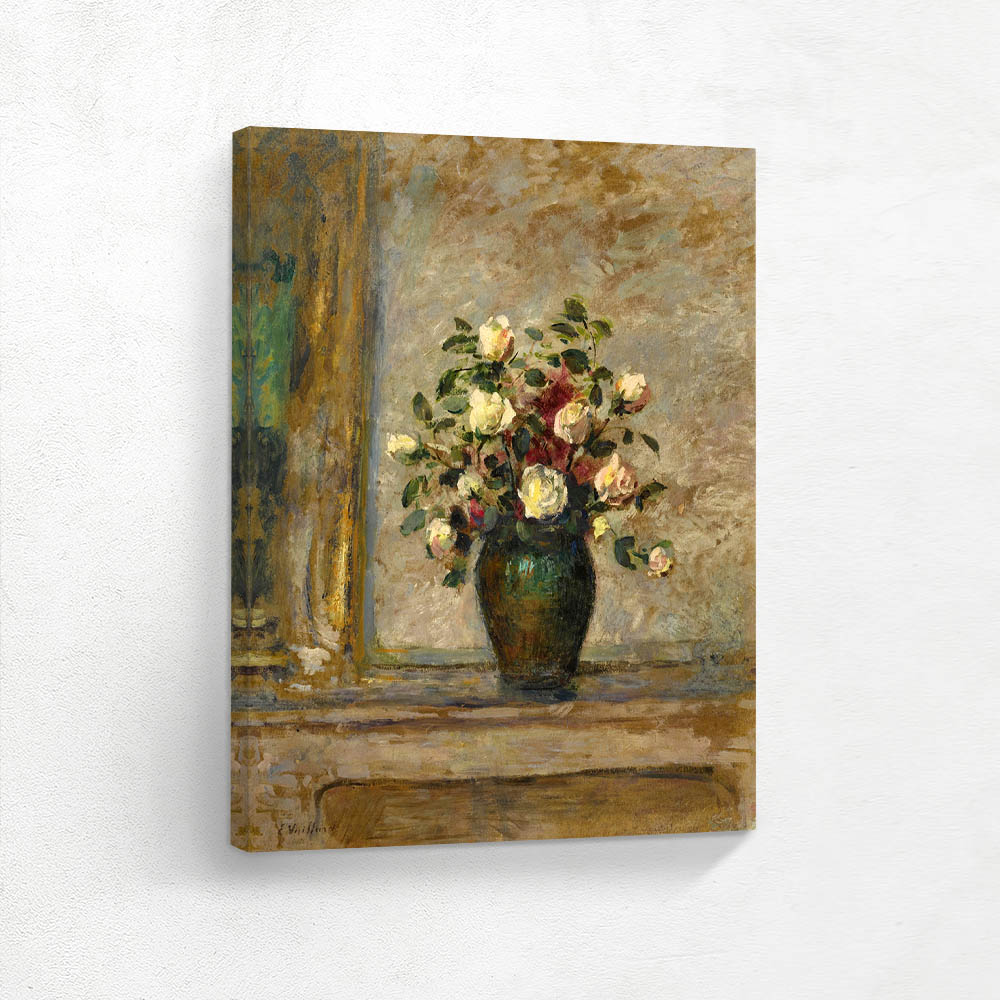 Roses on a mantelpiece