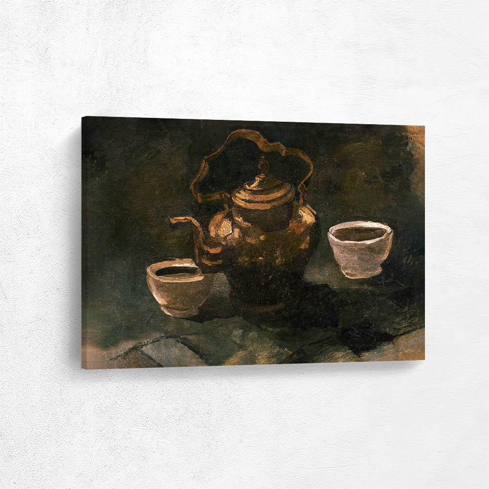 Still Life with Copper Coffee pot and Two White Bowls