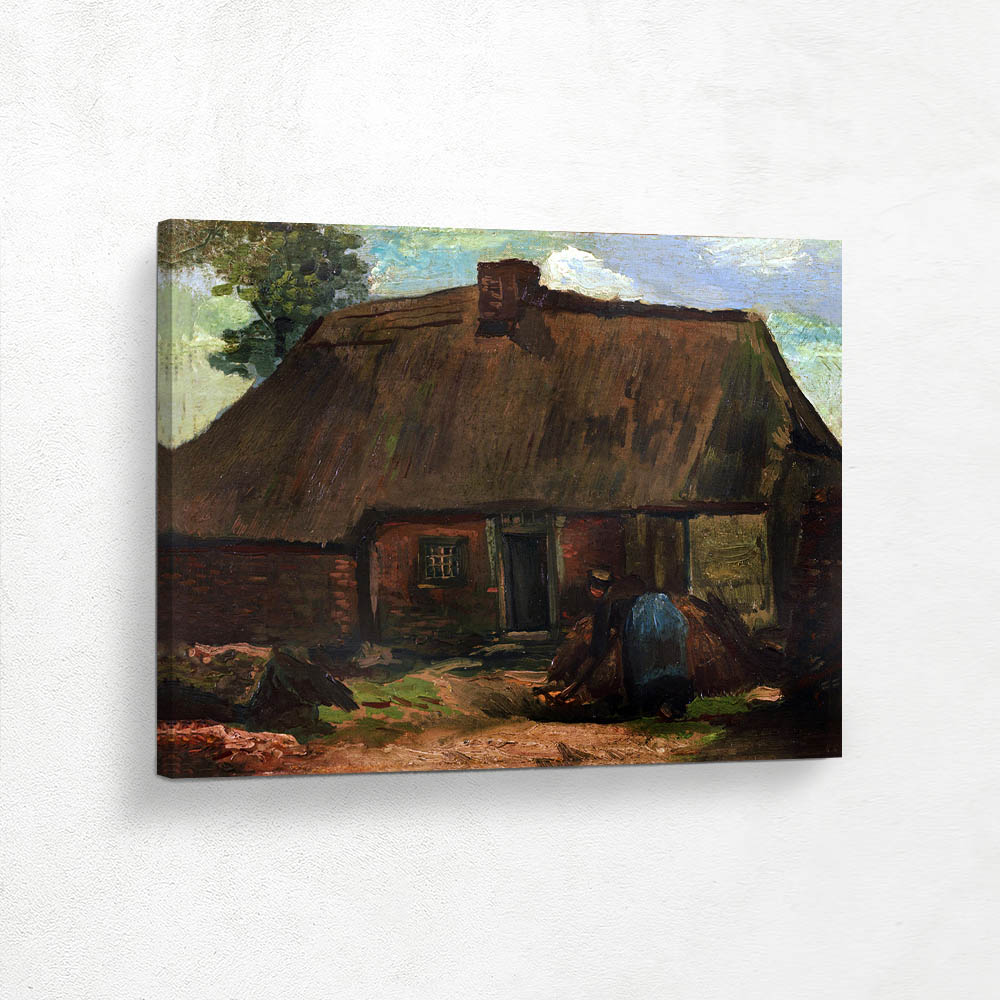 Cottage with Peasant Woman Digging