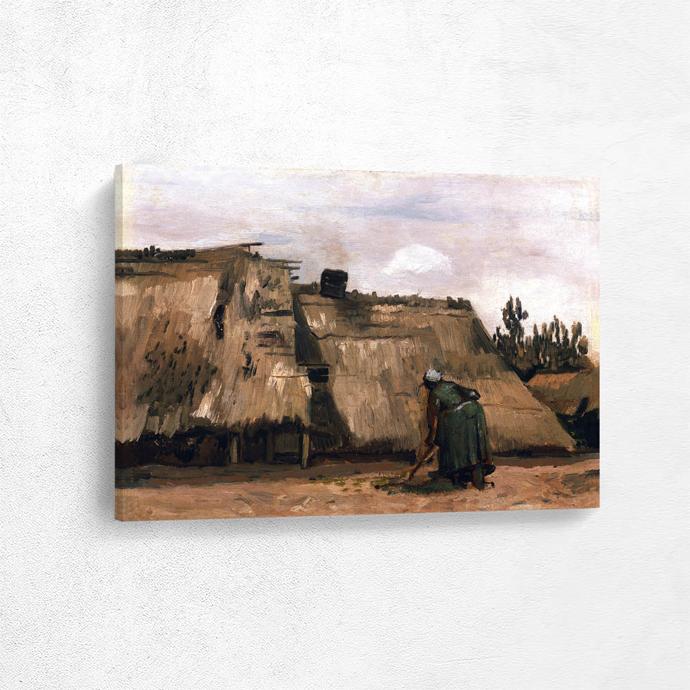 A Peasant Woman Digging in Front of Her Cottage