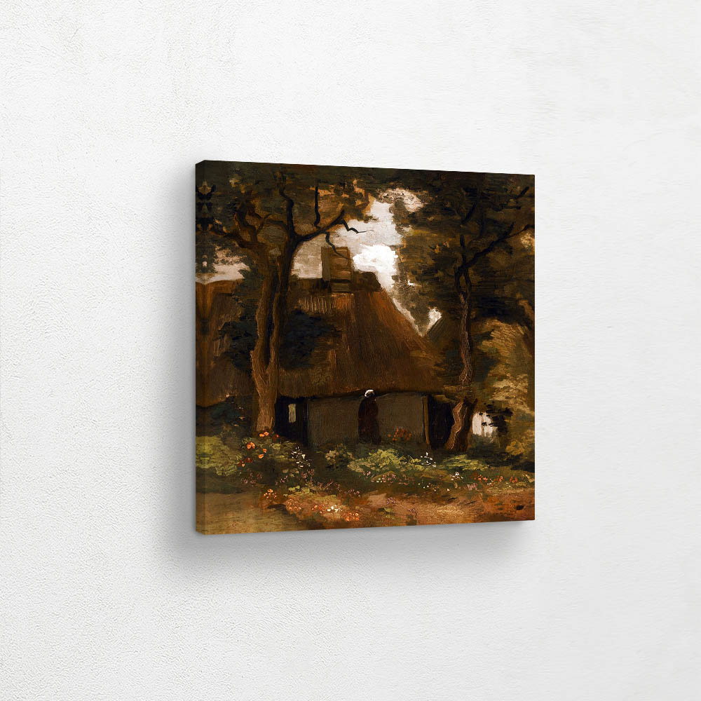 Cottage with Trees and Peasant Woman