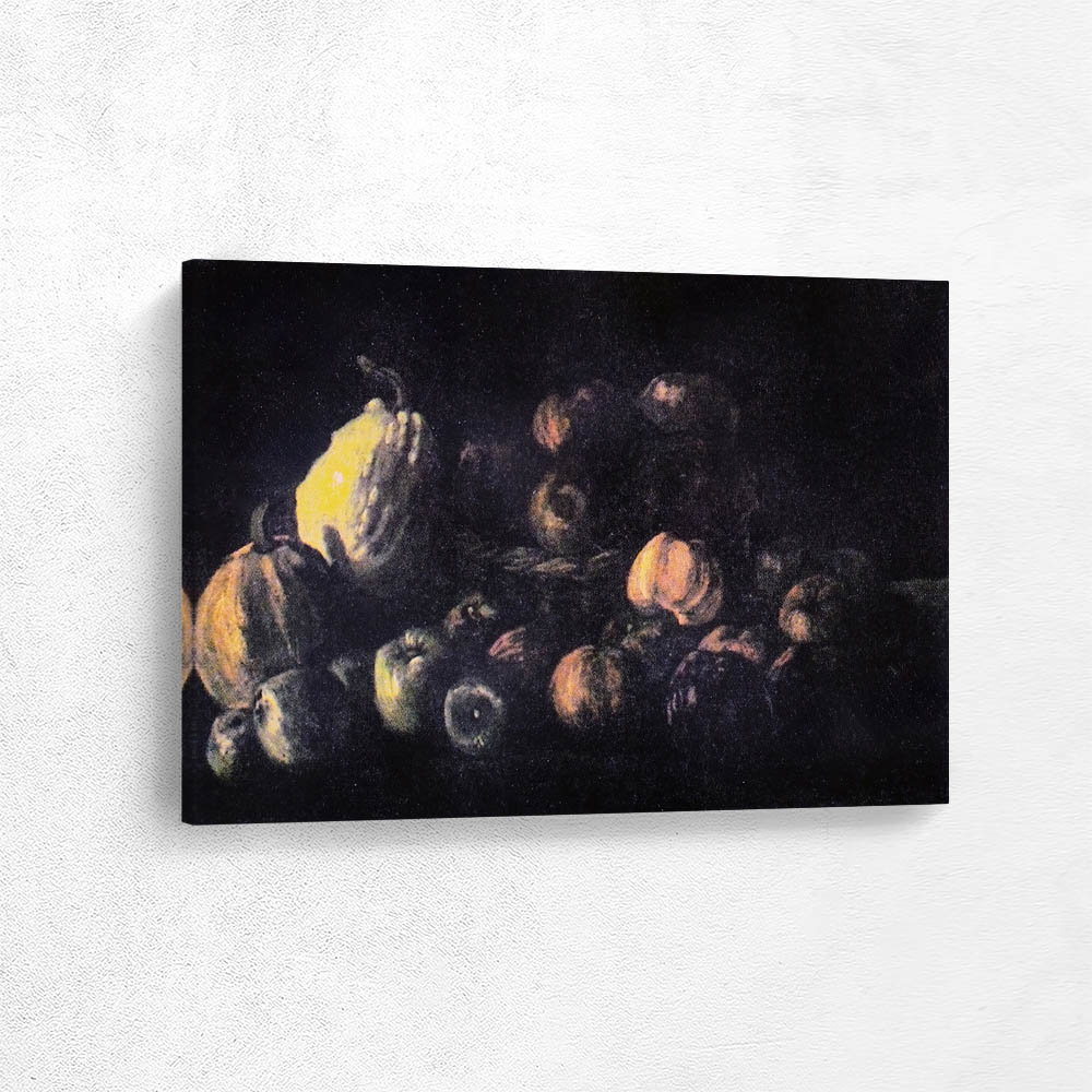 Still Life with Apple Basket and two Pumpkins