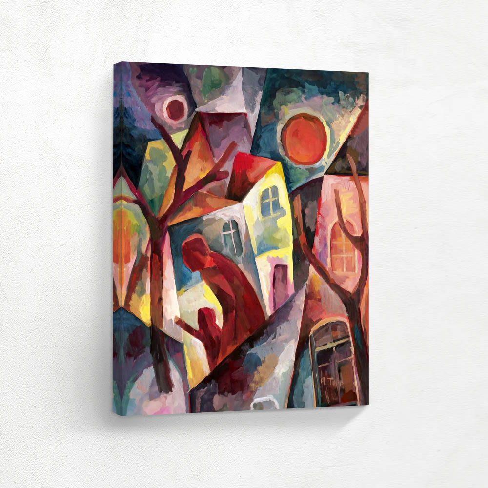 Town Landscape with Two Red Figures