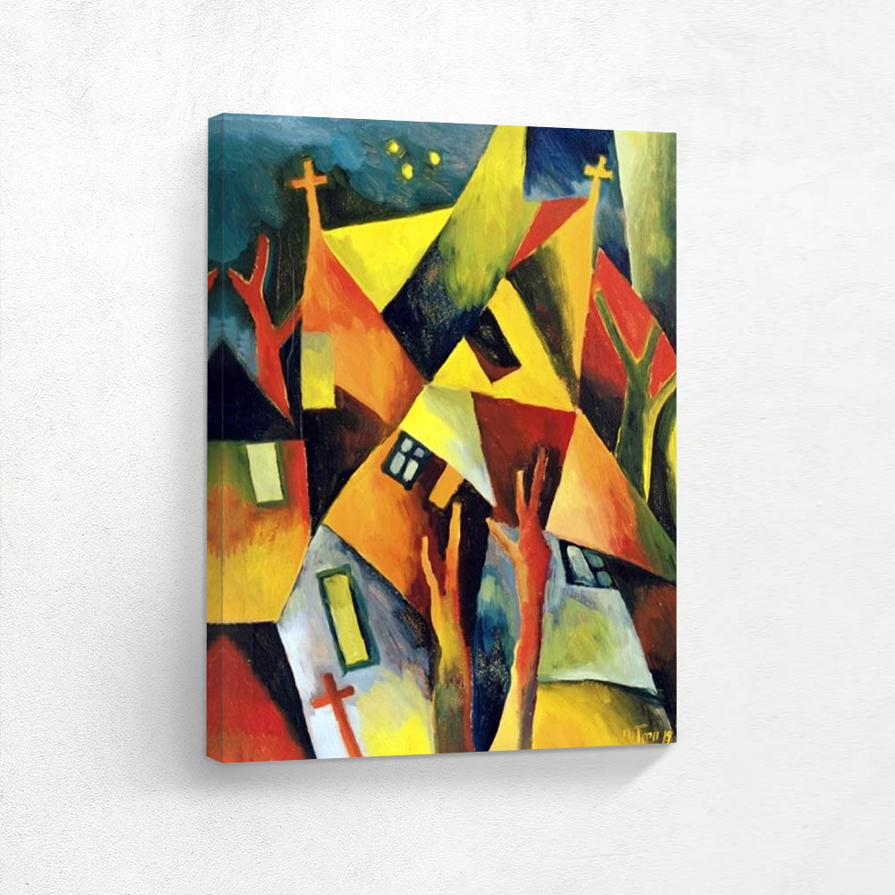 Cityscape with Three Crosses