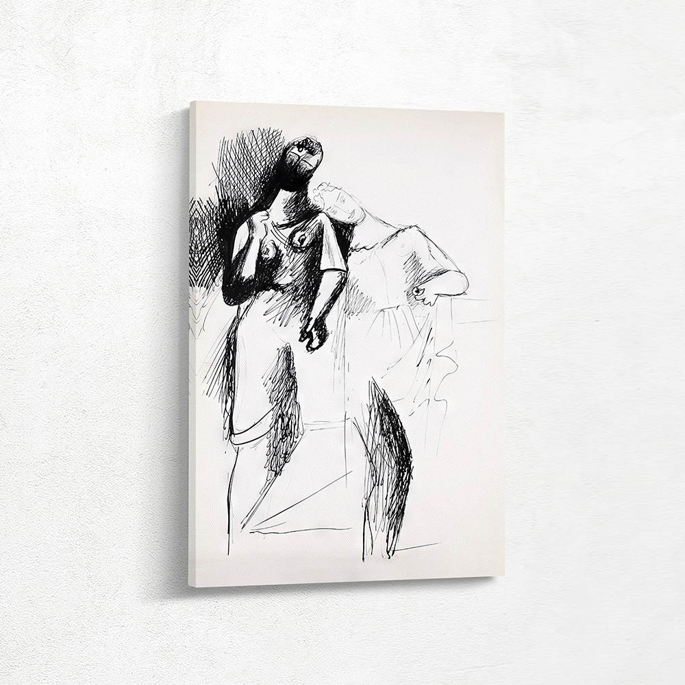 Two Standing Female Figures Drawing