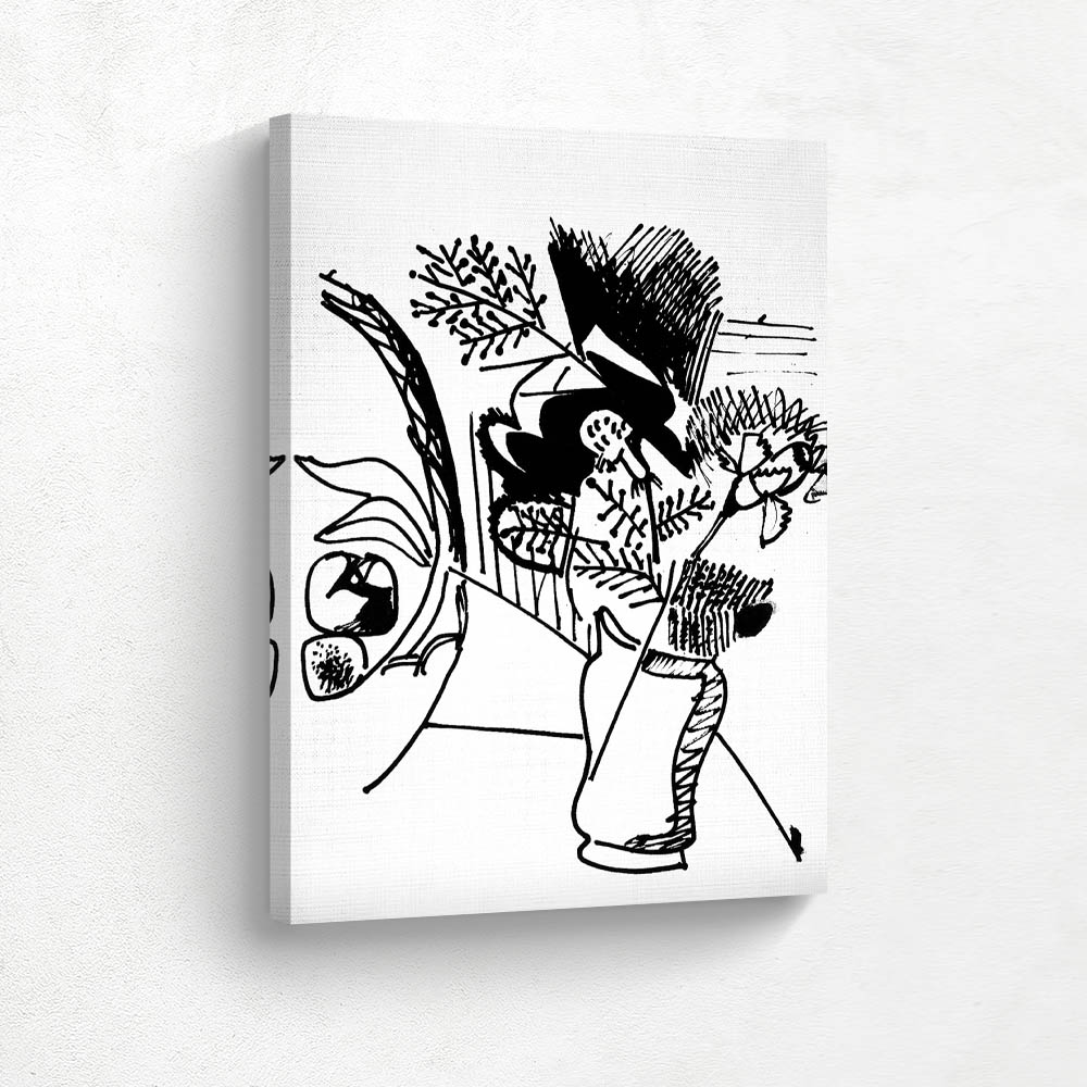 Abstract Still Life with Flowers Drawing