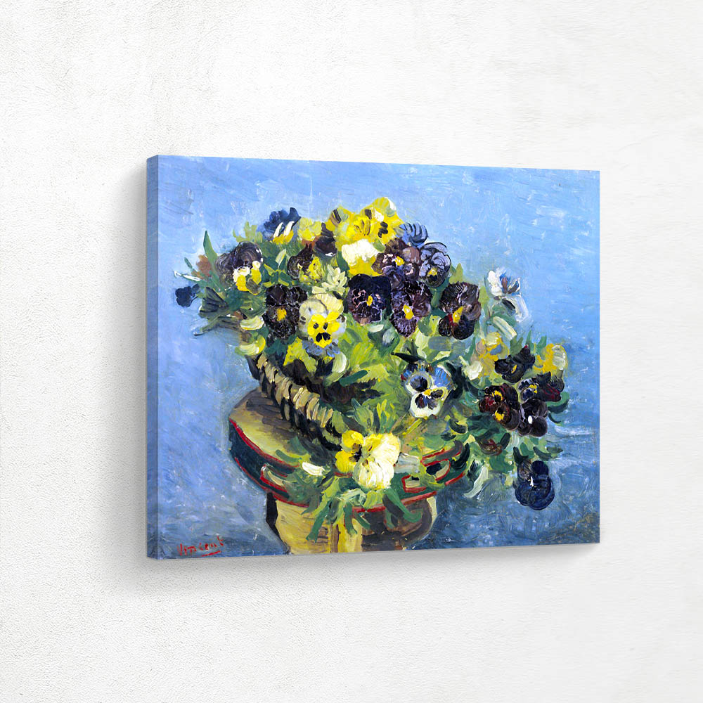 Basket of Pansies on a Small Table