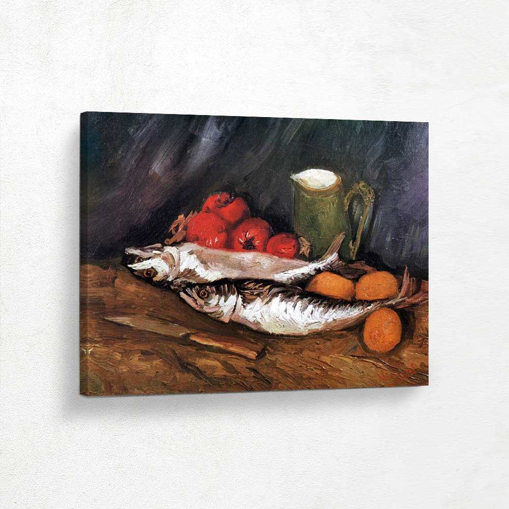 Still Life with Mackerel Lemon and Tomato