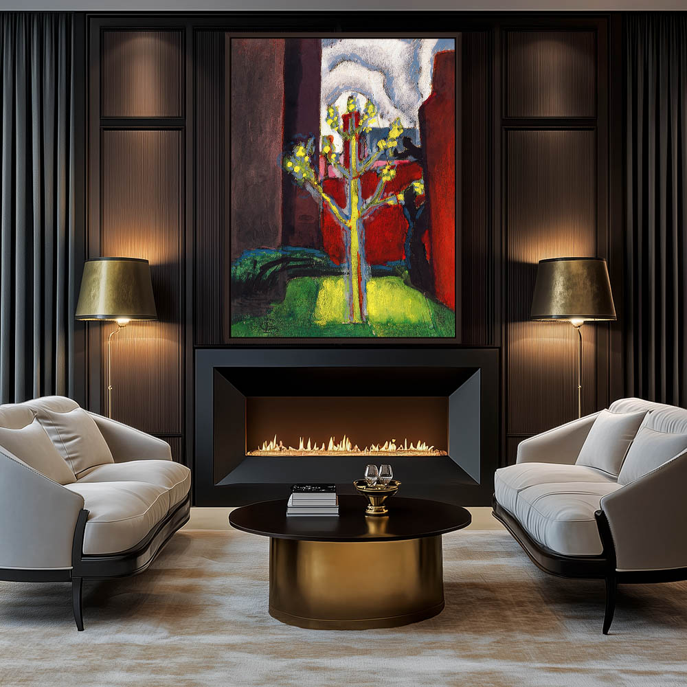 Young Tree in Red Courtyard - Image 3