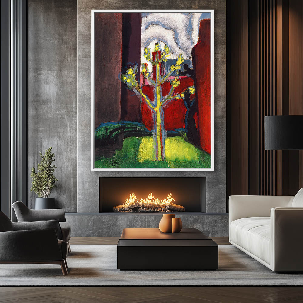 Young Tree in Red Courtyard - Image 4