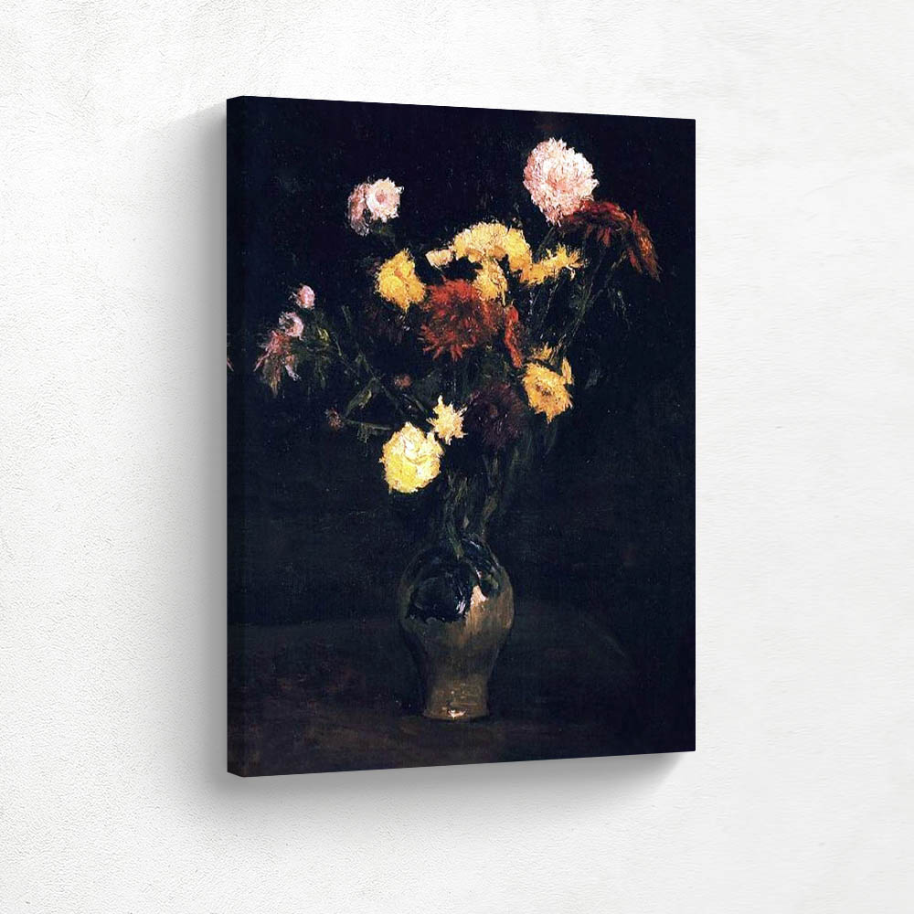 Vase with Carnations and Zinnias