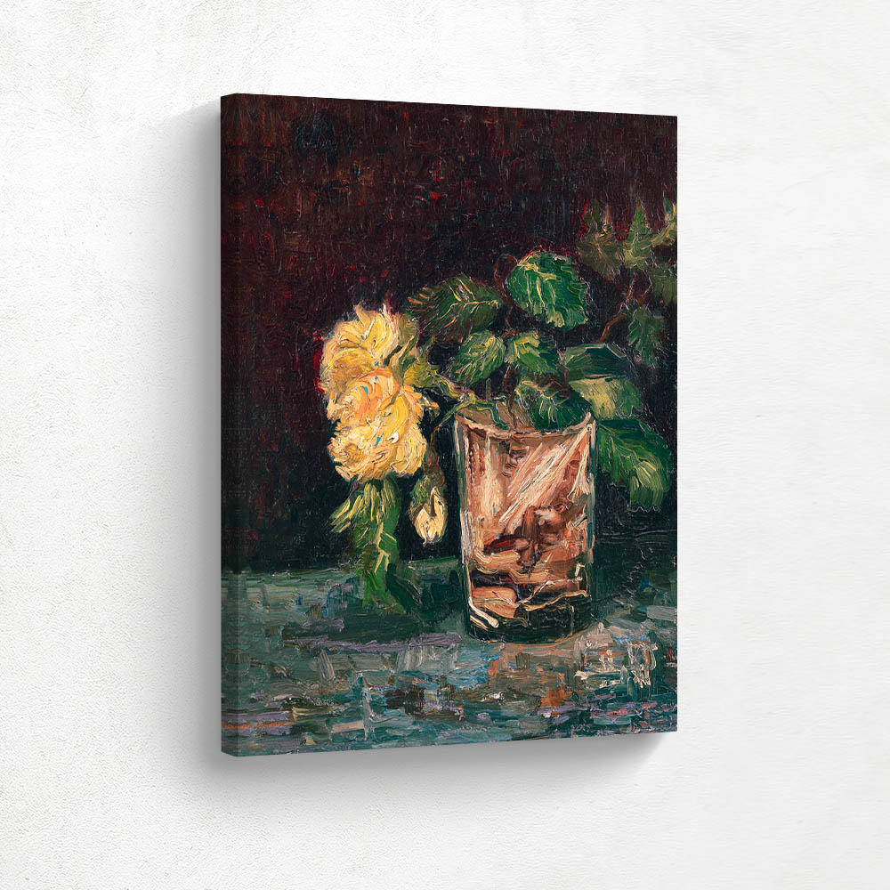 Glass with Yellow Roses